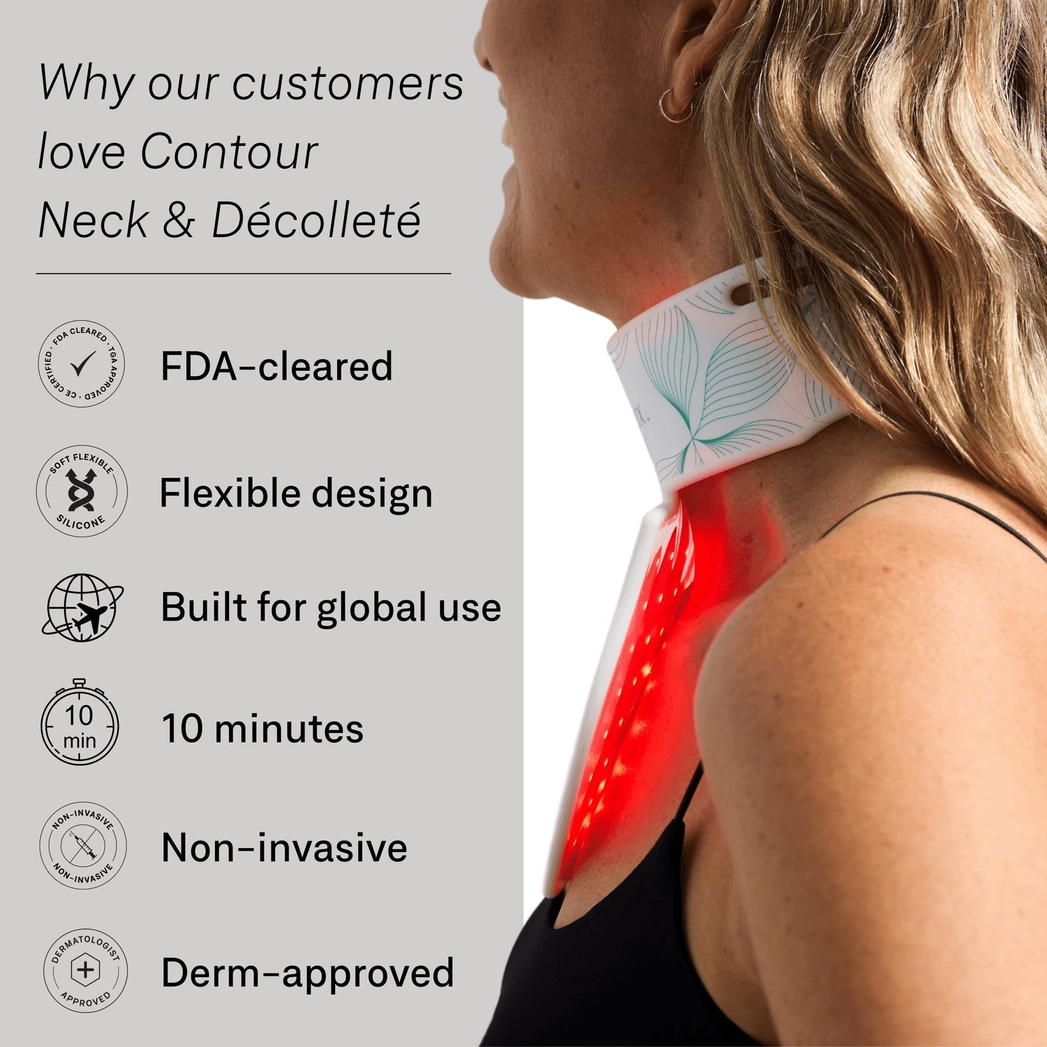 Omnilux Contour Neck & Décolleté – LED Light Therapy Device for Neck and Chest – Le Petit Spa