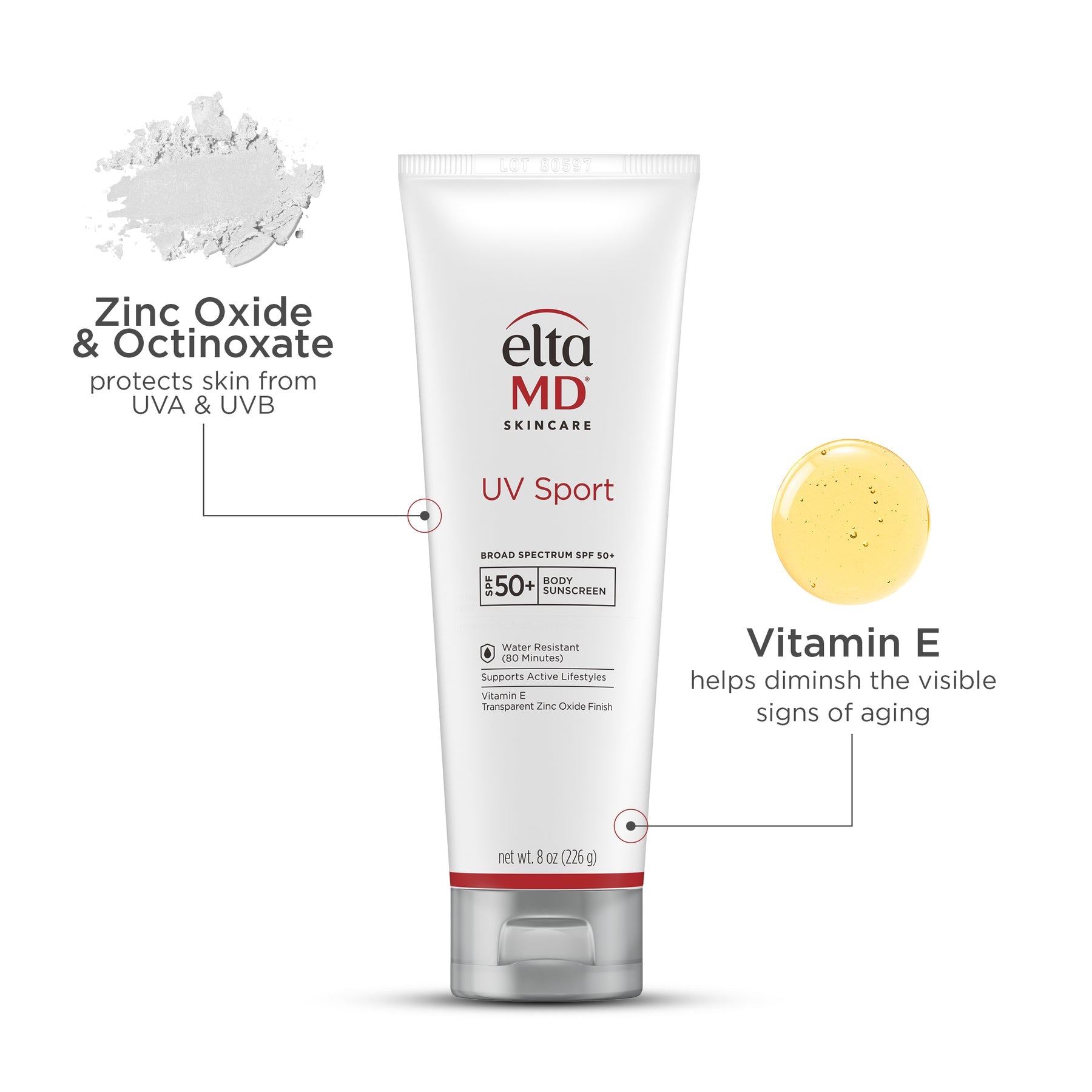 EltaMD UV Sport Broad-Spectrum SPF 50+ – Water-Resistant Athletic Sunscreen – Le Petit Spa