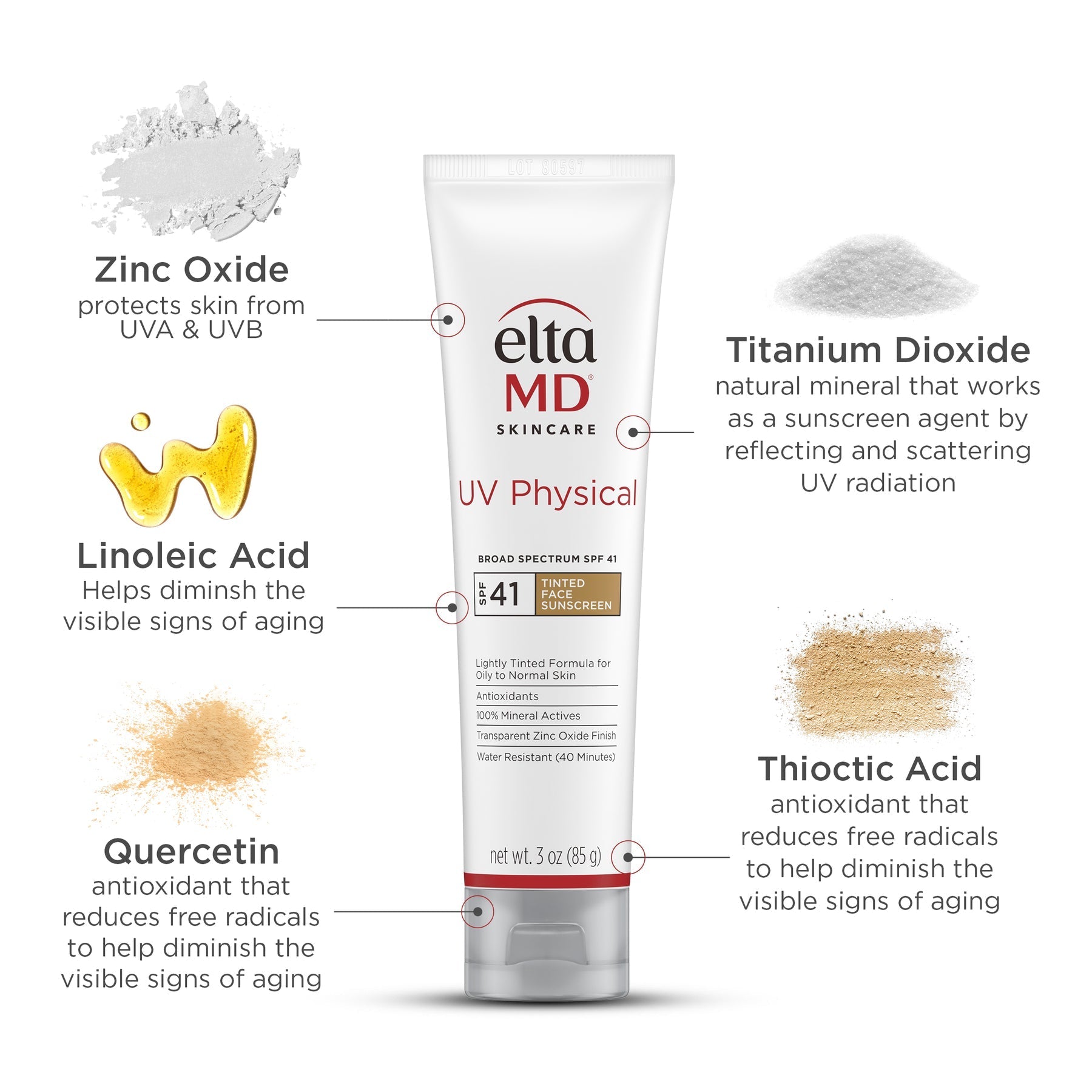 EltaMD UV Physical Broad-Spectrum SPF 41 – Tinted 100% Mineral Sunscreen – Le Petit Spa