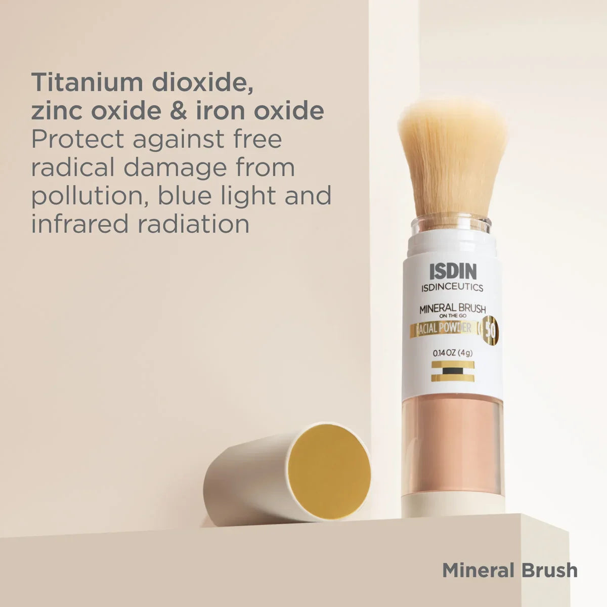 ISDIN Mineral Brush – Powder Mineral SPF 50+ Brush-On Sunscreen – Le Petit Spa