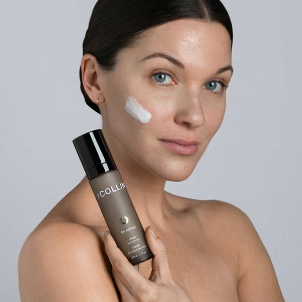 G.M. Collin GF Repair Cream – Model with visibly firmer, smoother skin from professional growth factor moisturizer
