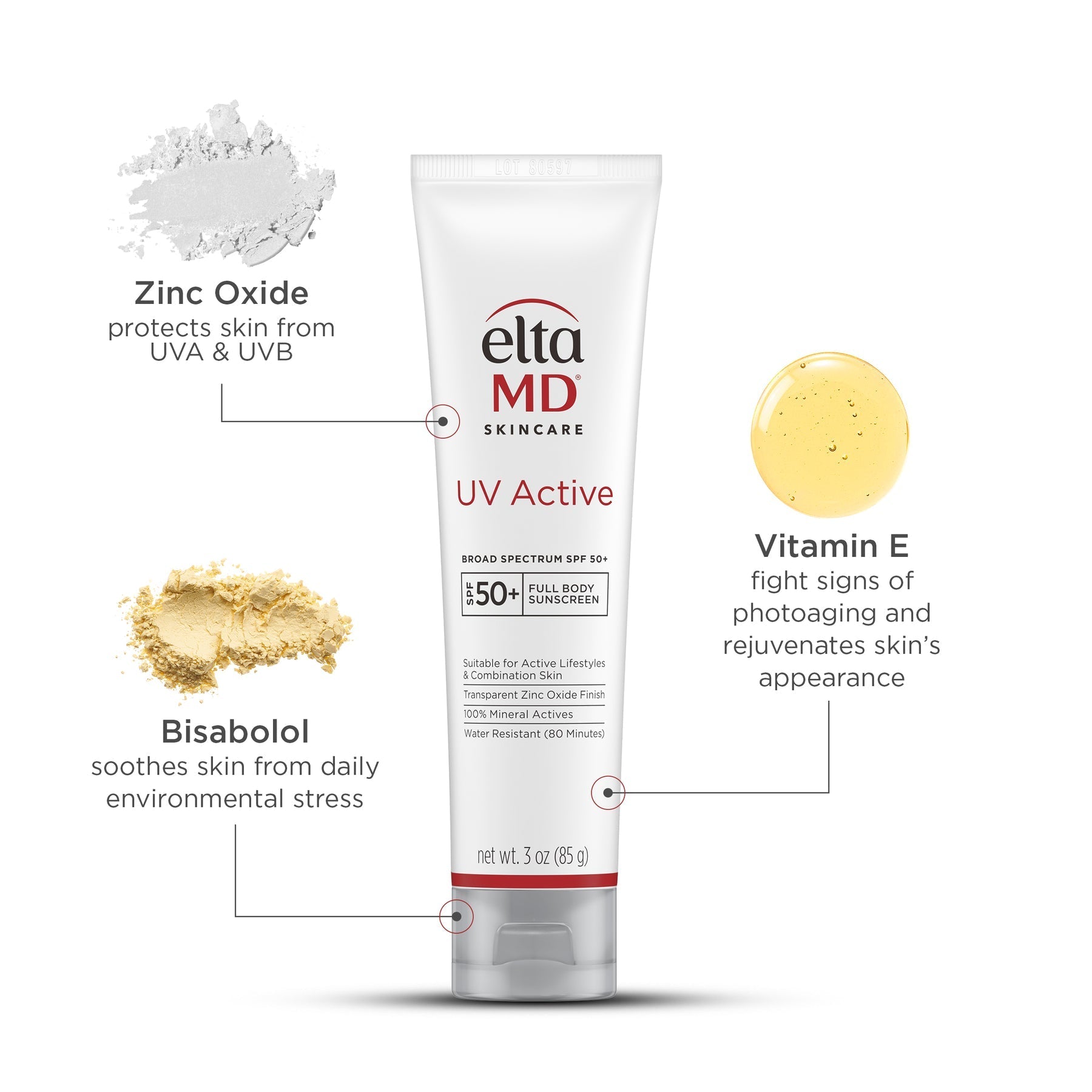 EltaMD UV Active Broad-Spectrum SPF 50+ – 100% Mineral Sport Sunscreen – Le Petit Spa