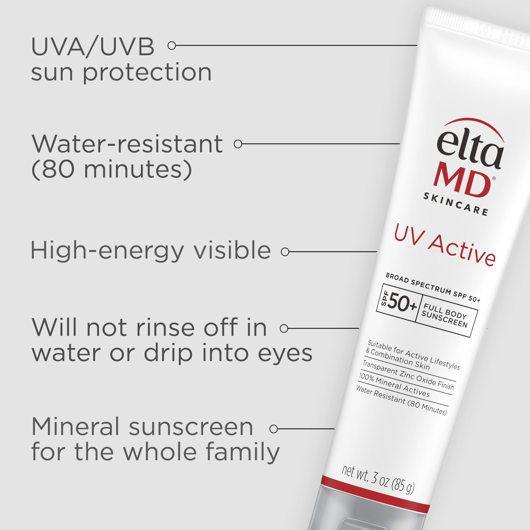 EltaMD UV Active Broad-Spectrum SPF 50+ – 100% Mineral Sport Sunscreen – Le Petit Spa