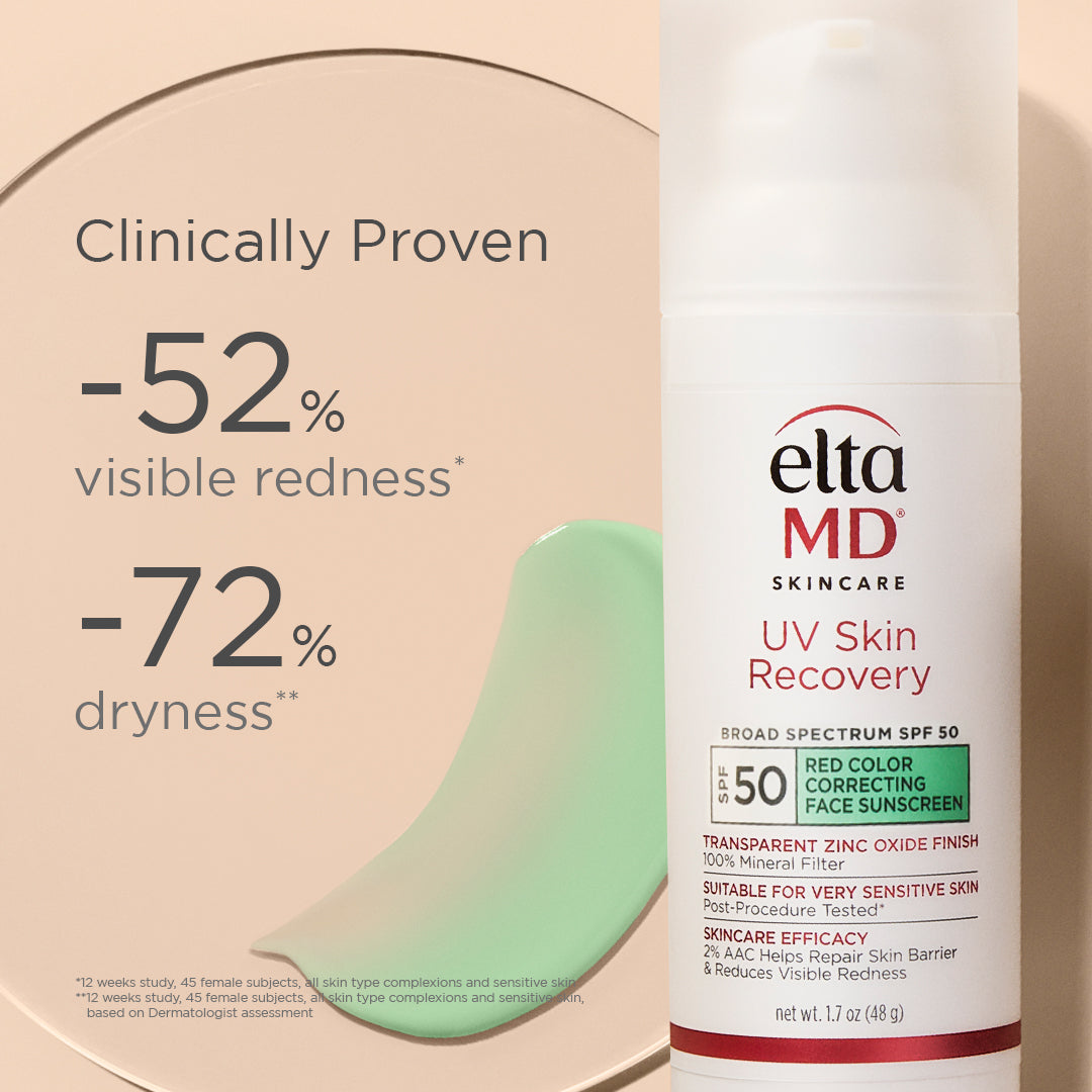 EltaMD UV Skin Recovery Green Tint SPF 50 – Redness-Correcting Mineral Sunscreen – Le Petit Spa