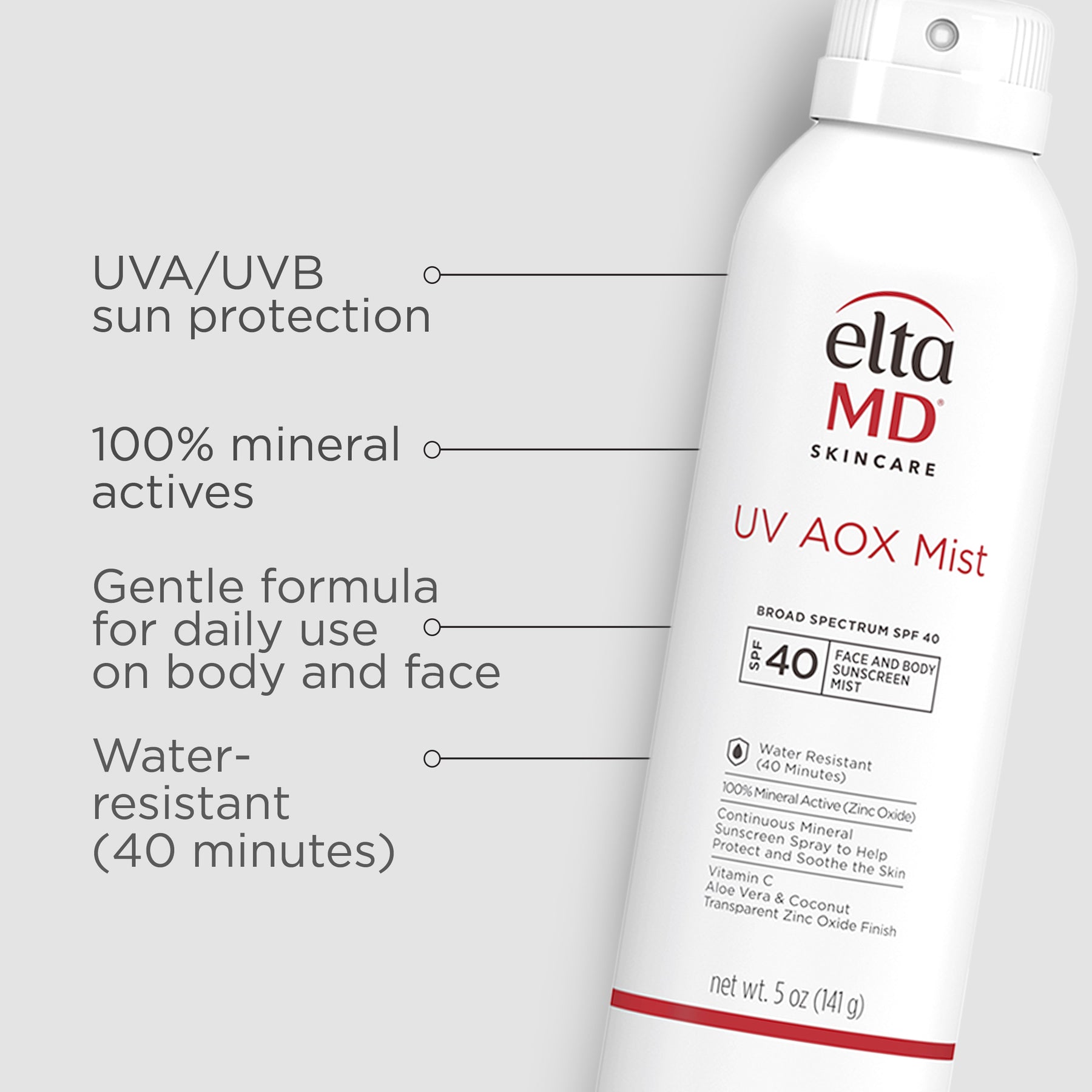 EltaMD UV AOX Mist Broad-Spectrum SPF 40 – Antioxidant Mineral Sunscreen Spray – Le Petit Spa