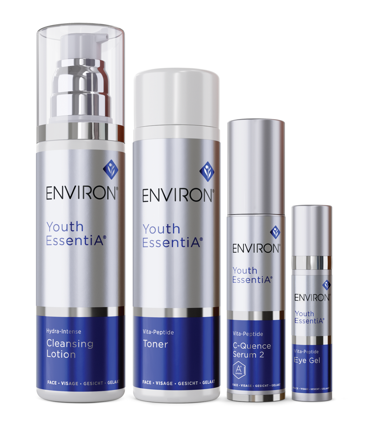 Environ Glow Up Essentials Set with C-Quence Serum 2: Hydra-Intense Cleansing Lotion, Vita-Peptide Toner, C-Quence Serum 2 and Vita-Peptide Eye Gel