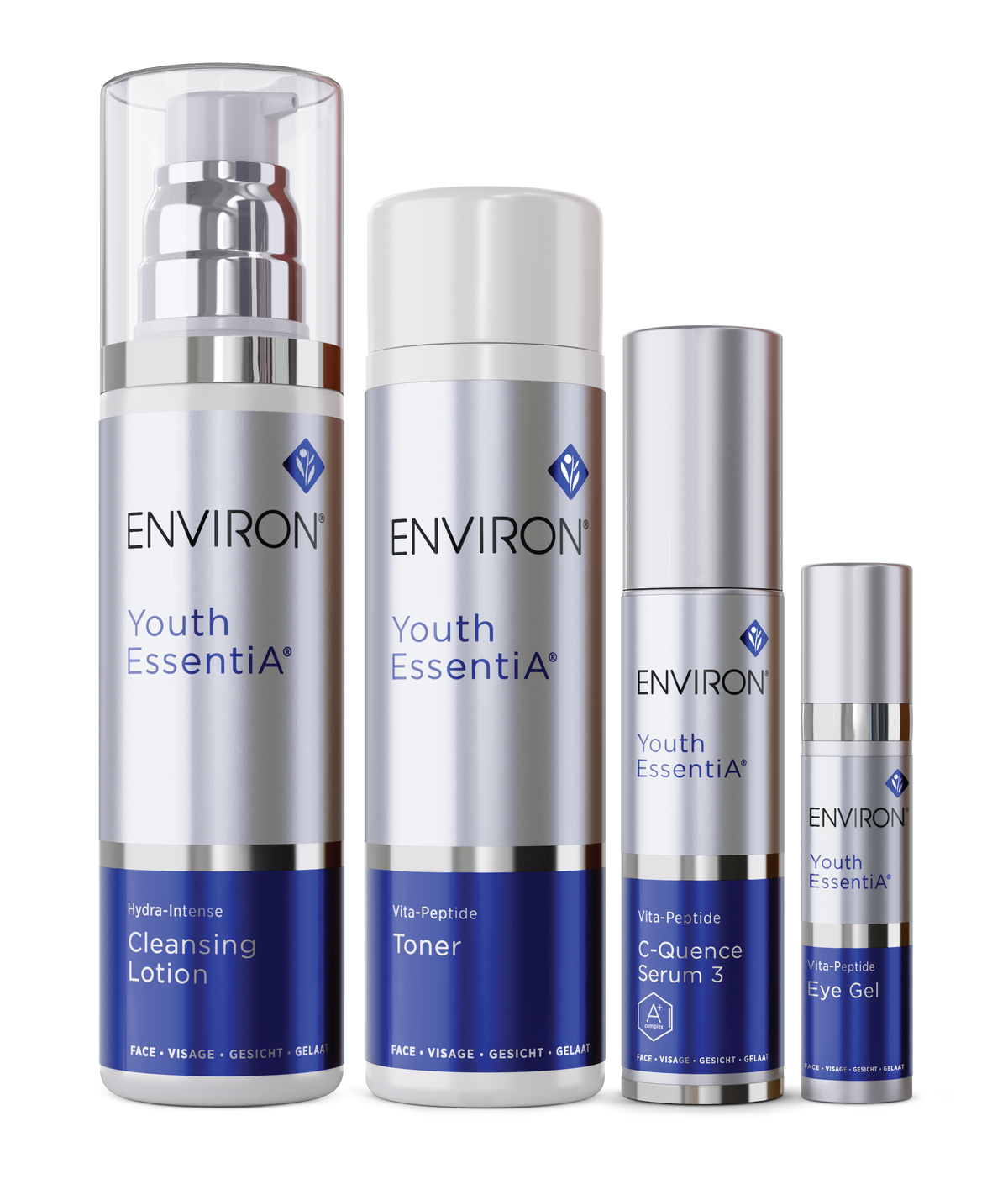 Environ Glow Up Essentials Set with C-Quence Serum 3: Hydra-Intense Cleansing Lotion, Vita-Peptide Toner, C-Quence Serum 3 and Vita-Peptide Eye Gel
