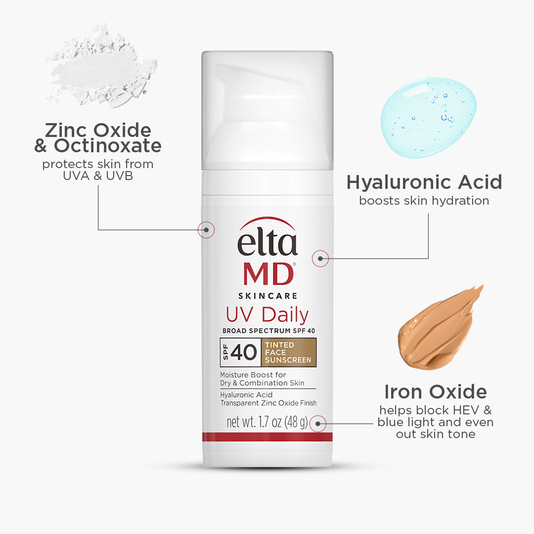 EltaMD UV Daily Tinted Broad-Spectrum SPF 40 – Hyaluronic Acid Tinted Face Sunscreen – Le Petit Spa