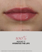 Before and after one application: 100 percent of 15 volunteers report it hydrates the lips, view 6